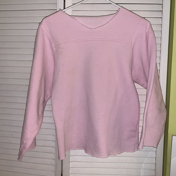 Vintage Pink flash dance style distressed sweatshirt - Picture 2 of 3